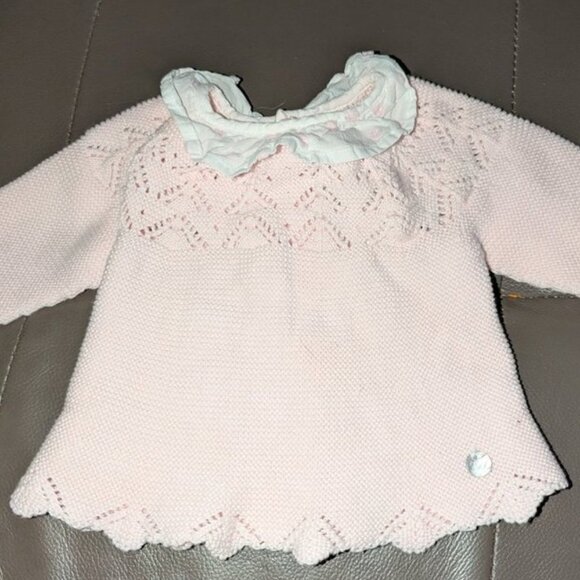Pili Carrera Pastel Knit Cotton Ruffled Collar Long Sleeve Sweater Top Girls 3M - Picture 2 of 6